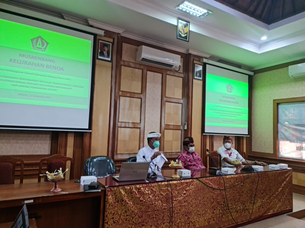 Pelaksanaan Musrenbang Kelurahan Yang Hasilnya Akan Dipergunakan Dalam Penyempurnaan Rancangan RKPD Tahun 2023 Serta Akan Dijadikan Pedoman Dalam Penyusunan KUA/PLAS Dan RAPBD Kabupaten Badung Tahun 2023